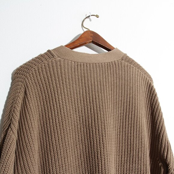 Jenni Kayne Cropped Cotton Cocoon Cardigan Mocha Button Front Ribbed Size Small - Picture 14 of 16